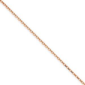 1.5mm, 14k Rose Gold Solid Rolo Chain Necklace, 20 Inch